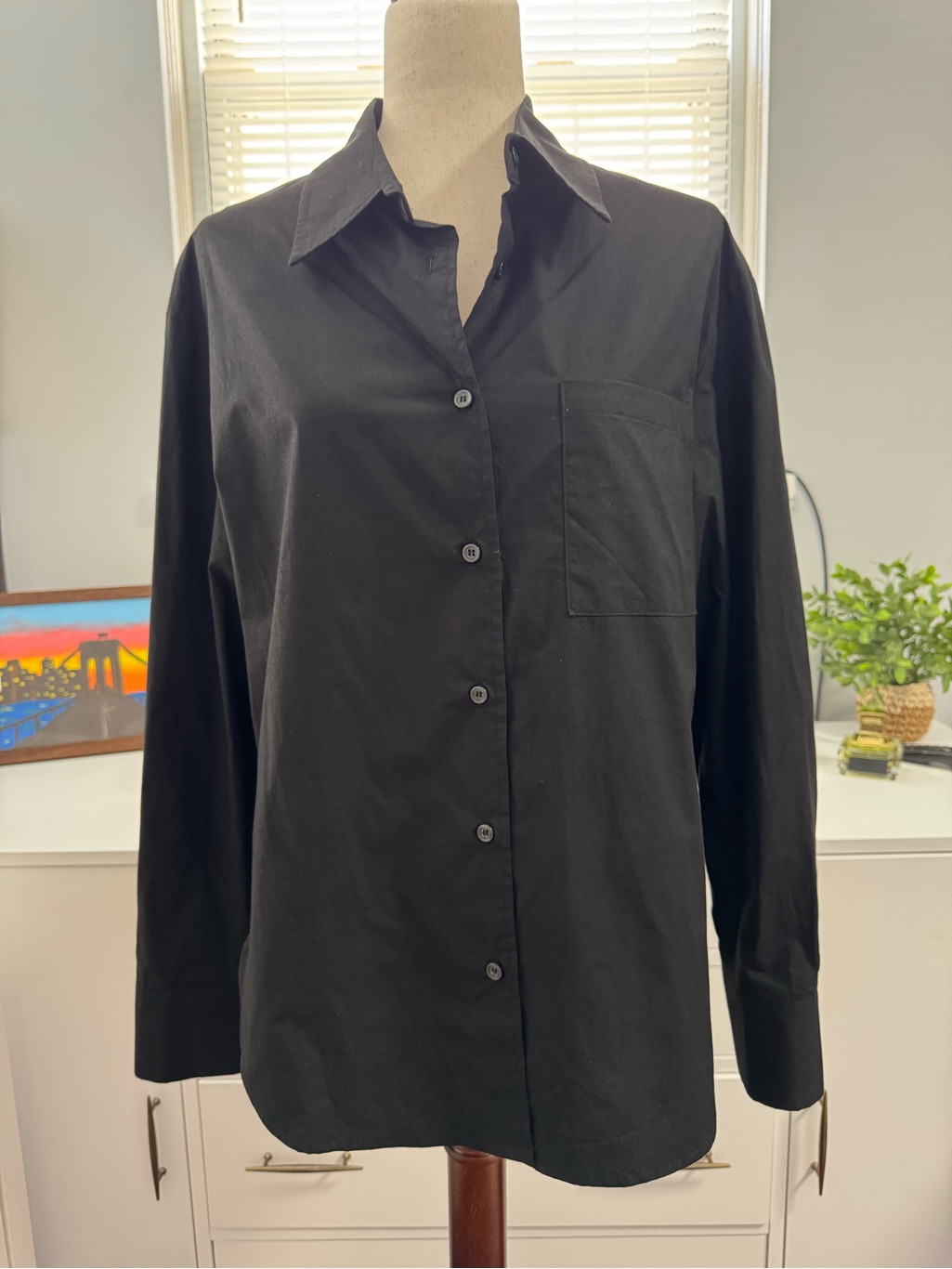 The Frankie Shop Black Oversized Button Down Shirt Xxs